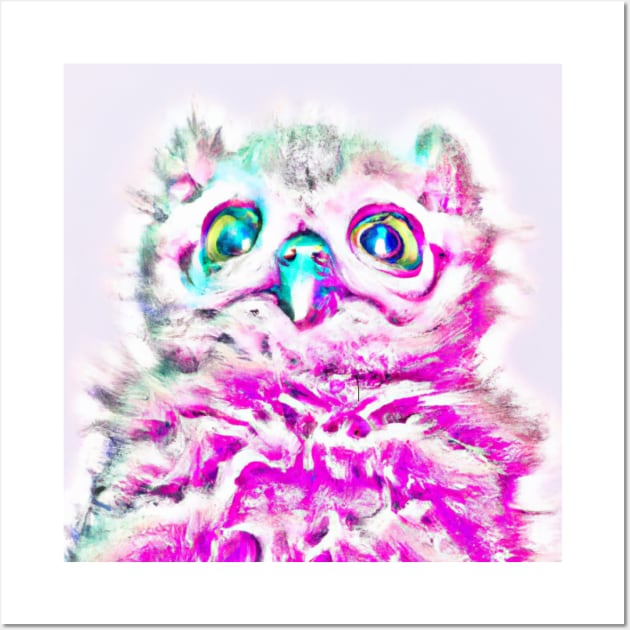 Pink baby owl cotton candy style Wall Art by Cotton Candy Art